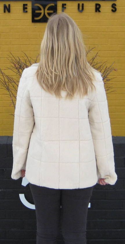 56116 New Beige Sheared Rabbit Fur Jacket Coat S Small  