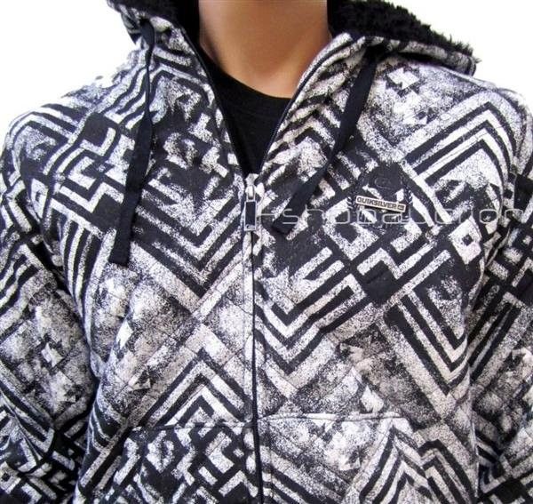 Quiksilver Empire Hoodie Size M Mens Boys Thick Sherpa Fur Jacket 