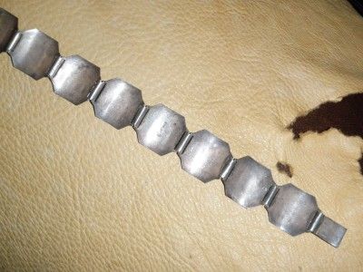 ANTIQUE PERU WIDE STERLING SILVER MAYAN MASK BRACELET 29 GRAMS  