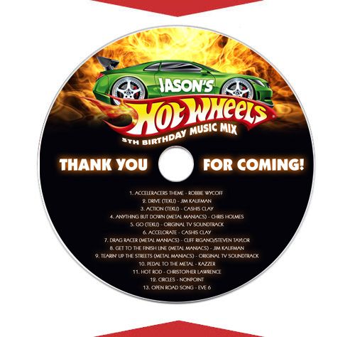 HOT WHEELS Personalized Birthday Party Favors CD LABELS  