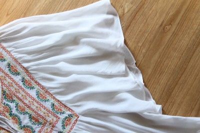 Daydream Boho Top 70s Vtg. Blouse, White Anthropologie Earring lot S 