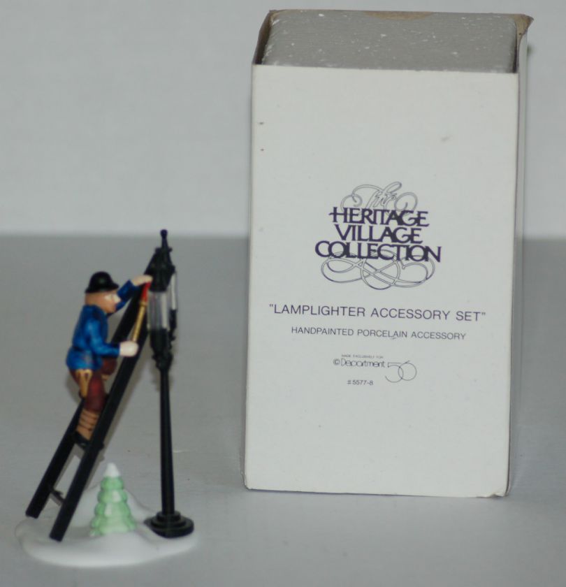 1989 Dept 56 Dickens Village ~ Lamplighter Accessory 3 Piece Set ~ EC 