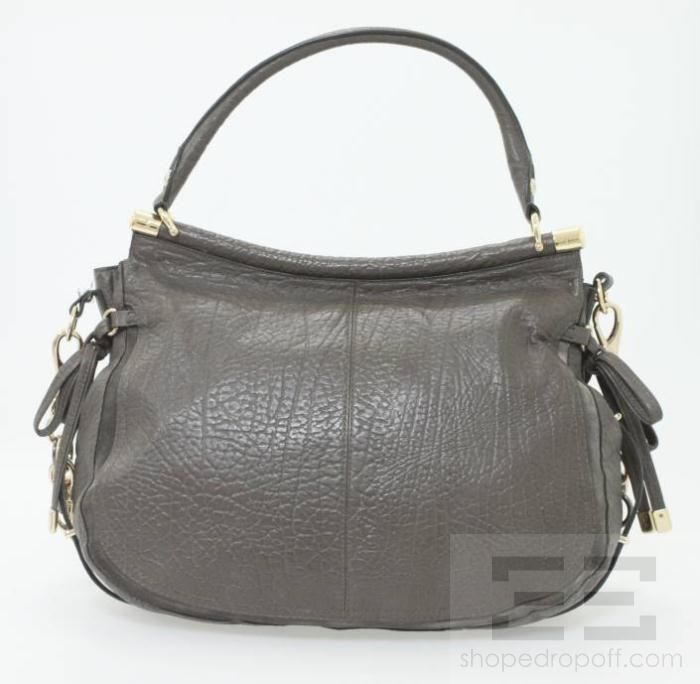 Coach Grey Buffalo Leather Chain Strap Flagship Shoulder Bag  