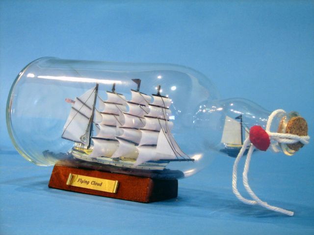 Blue Flying Cloud Ship In A Bottle 11 NEW  