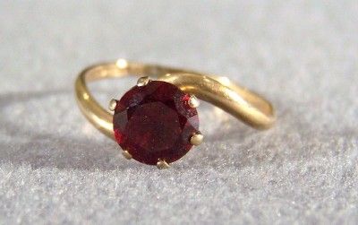 ANTIQUE BIG RHODOLITE GARNET 10 K YELLOW GOLD RING 6  