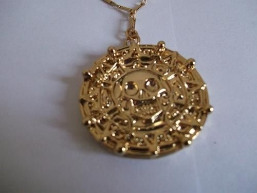 New Pirates Of The Caribbean Coin Pendant 24K Gold Plated & Chain For 