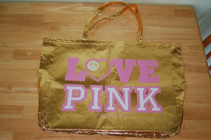 Brand New with Tag Victorias Secret LOVE PINK Metallic Gold Logo 