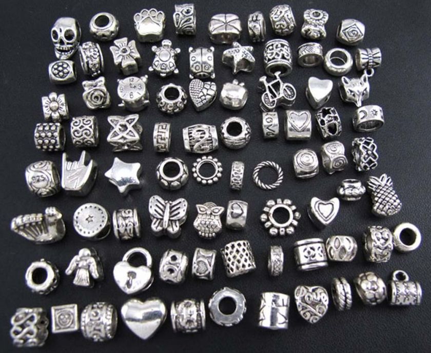 Wholesale 80pcs Tibetan Silver Mix Spacer Beads Fit European Bracelet 