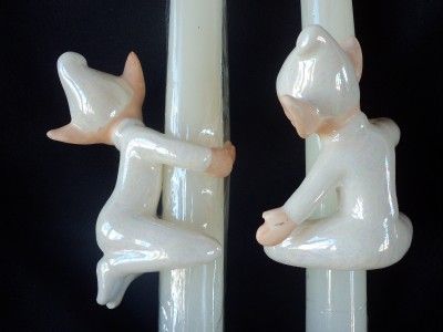 VTG 1958 HOLT HOWARD PIXIE ELF CHRISTMAS CANDLE HUGGERS  