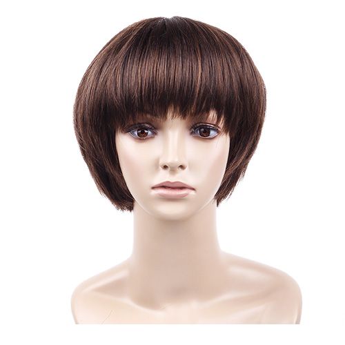 Women Imitate Human SHORT HAIR FULL LACE CELLOSILK CURLY WIG WAVY 