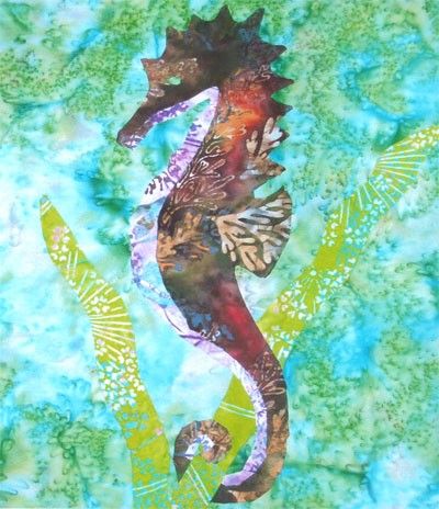 Gorgeous Tropical SEAHORSE~Batik Applique Quilt Pattern  