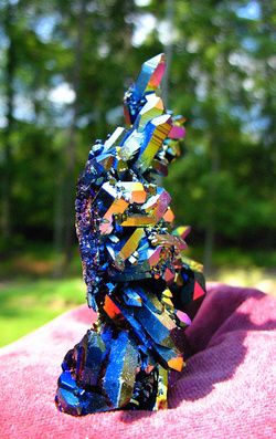 Large Titanium Rainbow / Flame Aura Quartz Crystal Cluster  