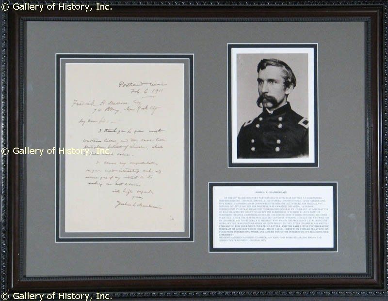 JOSHUA L. CHAMBERLAIN   AUTOGRAPH LETTER SIGNED  