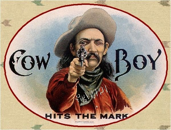 VINTAGE Western COWBOY *CANVAS* Cigar Label Art ~ LARGE  