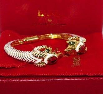 KJL Kenneth Jay Lane Ravishing Rams Head Bangle Bracelet Average Size 