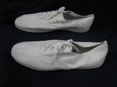 MENS VTG 70s WHITE CANVAS TENNIS DECK SHOES Sz 9 NOS  