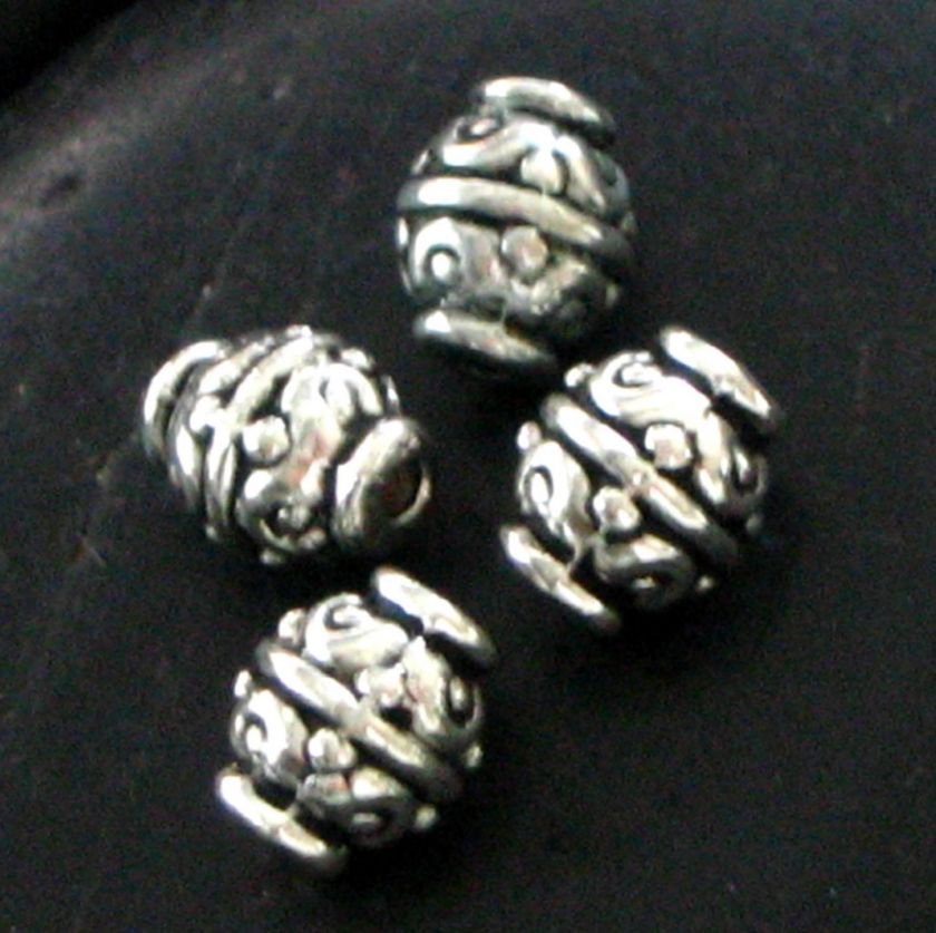 JJBZ SET OF 12 SCROLLED BARREL SPACER PEWTER BEADS  