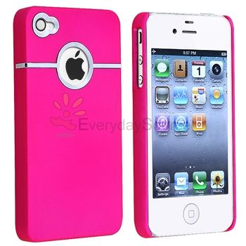 Hot Pink Hard Case with Chrome Hole Rear for Sprint Verizon AT&T 