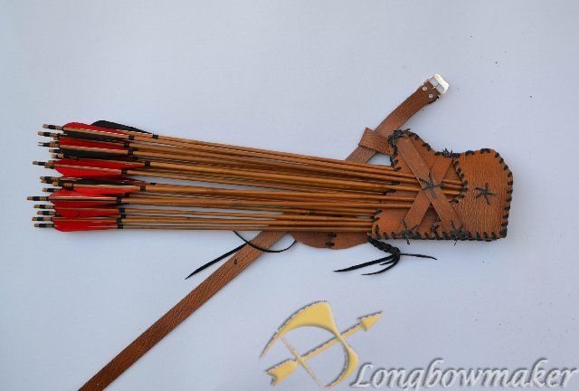 Handmand Distinctive Slip leather Quiver+24 bamboo arrow  