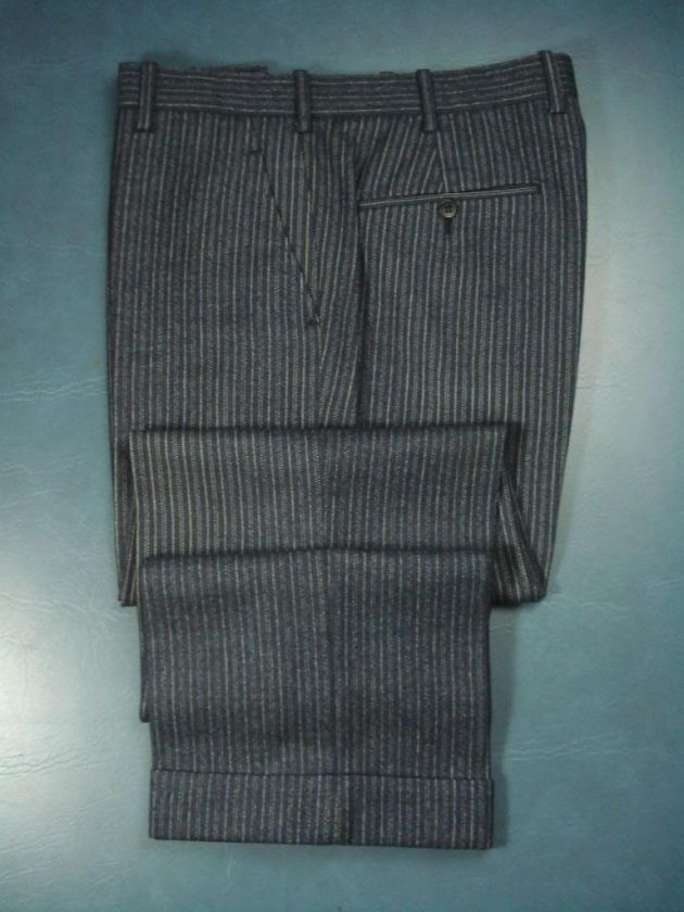 Vtg HICKEY FREEMAN Mod Stripe Flat Front Fitted Suit 38  