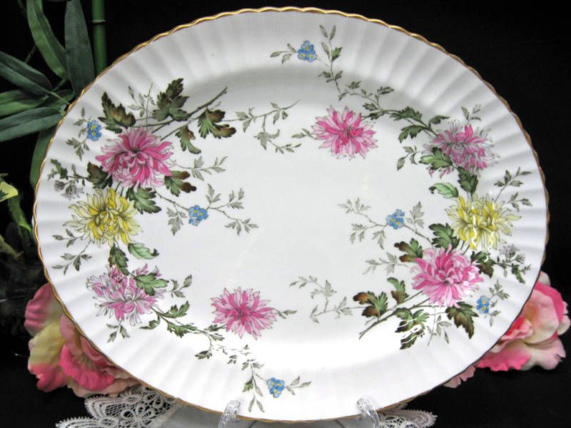 PARAGON AUTUMN GLORY OVAL PLATTER PERFECT MUMS FLORAL  