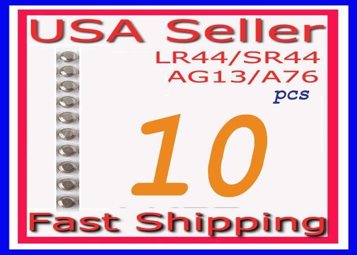 10 X AG13 SR44 LR44 A76 A01 675A PX76A Alkaline battery  