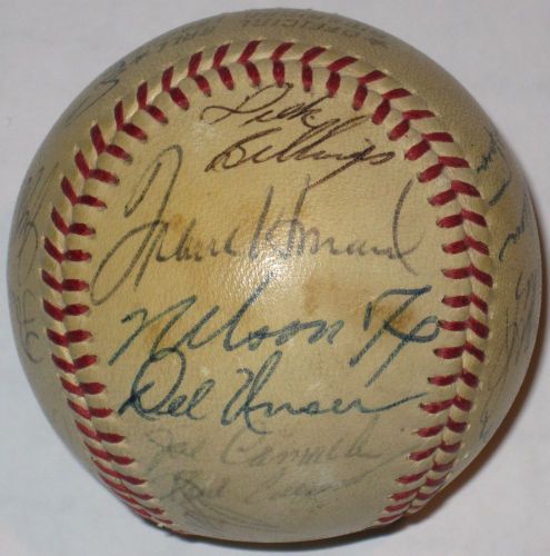 Ted Williams + Fox 1971 Senators team AUTO Baseball JSA  