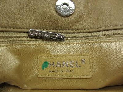 Auth CHANEL Light Gold Quilted Python Quilted Hobo Bag  