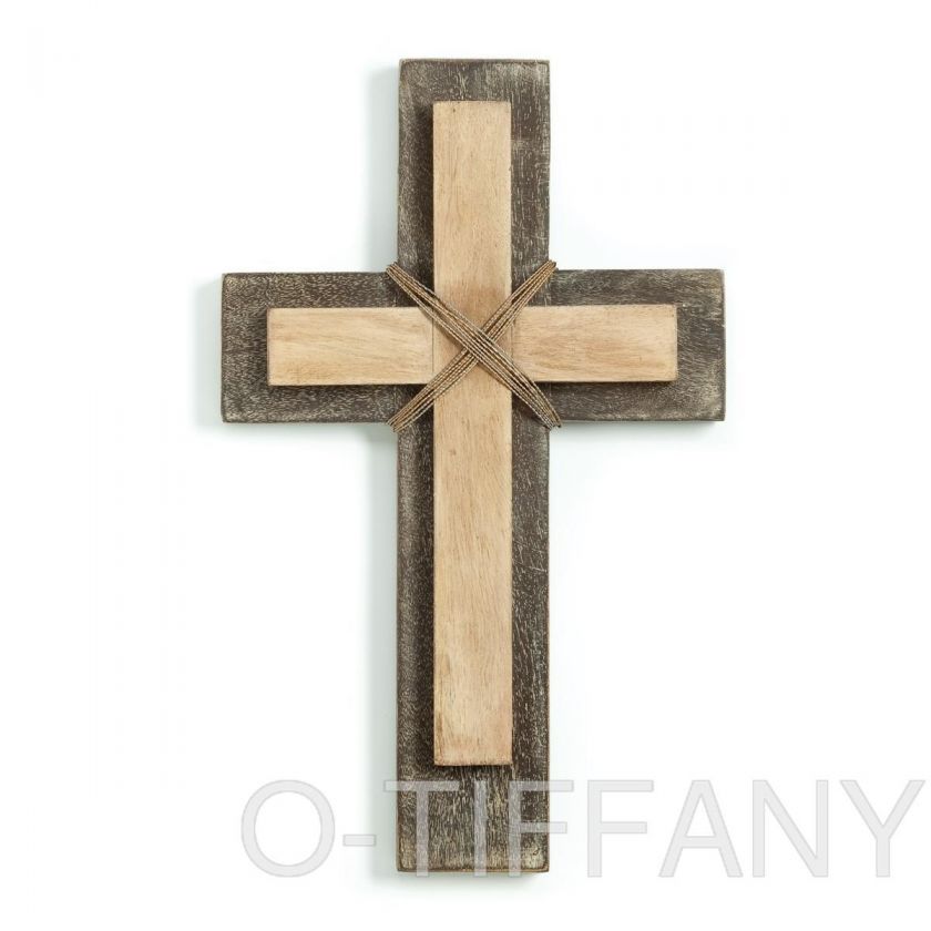 Layered Wood Cross with Wire 16 High New in Box  