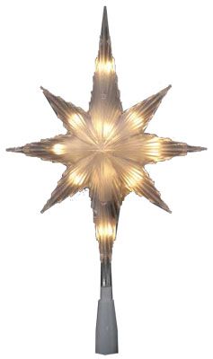 10 Light Clear Star of Bethlehem Christmas Tree Topper  