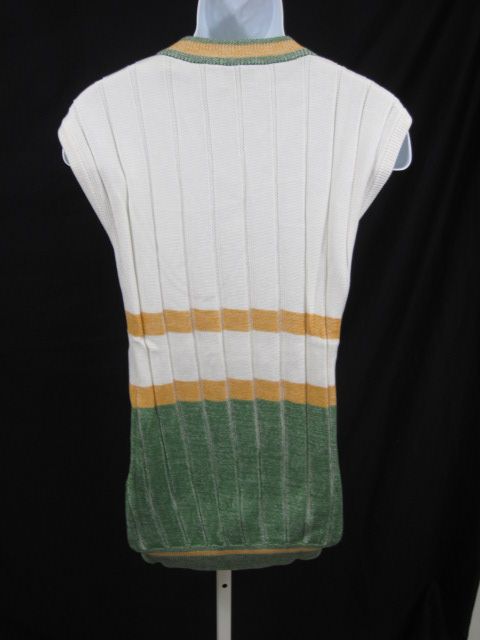 BOBBY JONES GOLF Mens Whte Yellow Striped Vest Shirt XL  