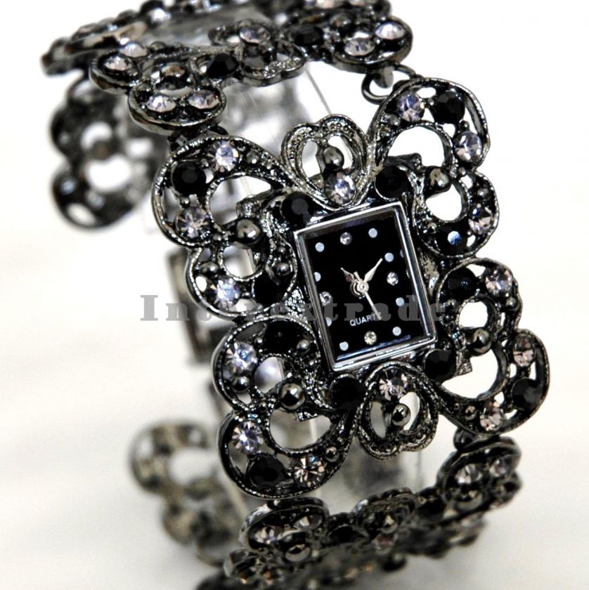 Goth/Punk/Emo Dress Style Crystal Bracelet Lady Watch  