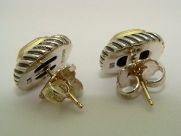   14K Dome & 925 Sterling Thoroughbred Cable Pierced Earrings Set  