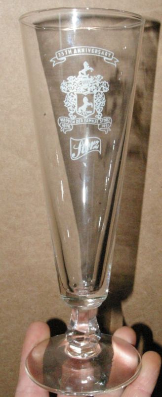 1951 Storz Beer Pilsener beer Glass 75th Anniversary  