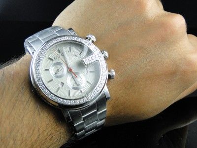 CT NEW CUSTOM G WATCH MENS 1 ROW DIAMOND GUCCI STEEL PVD YA 