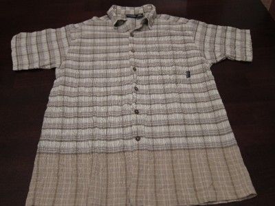   Mens Seersucker Cotton Camp Hiking Walking Adventuring Shirt Sz M SEE