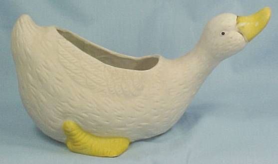 Vintage BISQUE GOOSE FLOWER PLANTER or VASE  