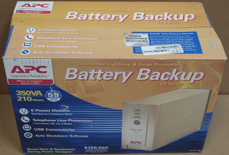 APC BATTERY BACKUP 350VA 210W PN BK350X525  