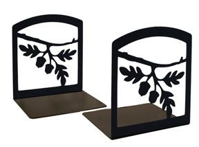 Black Wrought Iron ACORN Bookends Book Shelf Rod Tree  