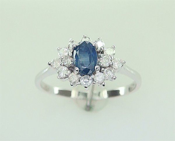 Neimans Genuine .75 Carat Natural Ceylon Sapphire & Diamond Ring 14k 