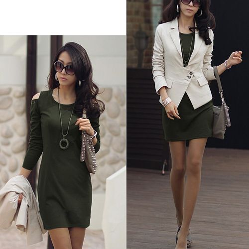 FANCYQUBE CHIC LONG SLEEVE OPEN SHOULDER DRESS 2000  