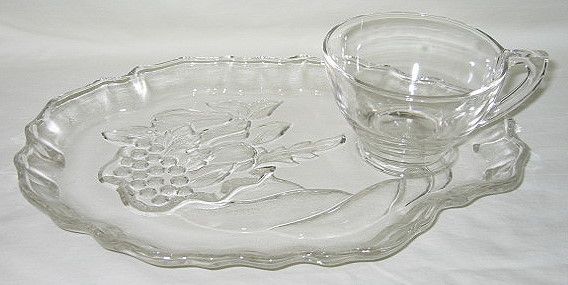 Colony Glass Gaiety Pattern Snack Plate & Cup  