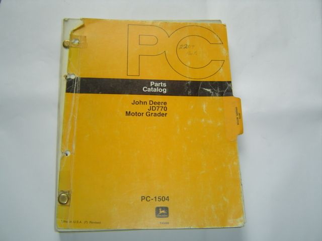 John Deere JD770 JD 770 motor grader parts catalog  