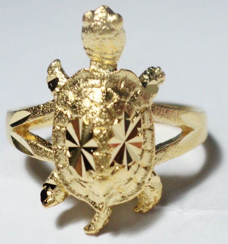 GORGEOUS TURTLE REAL 24K YELLOW GOLD PLATED BRASS RING  