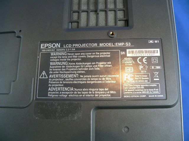 Epson PowerLite S3 Multimedia 3LCD Projector EMP S3  