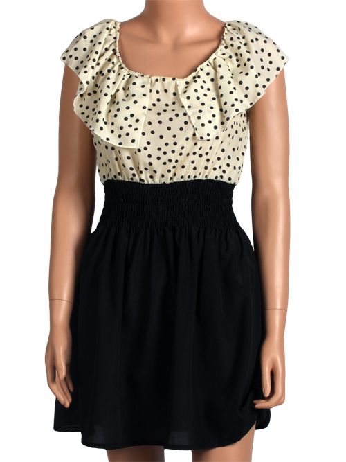 IN 1 VINTAGE STYLE POLKA DOT FRILLED DRESS WITHOUT BELT 2642  