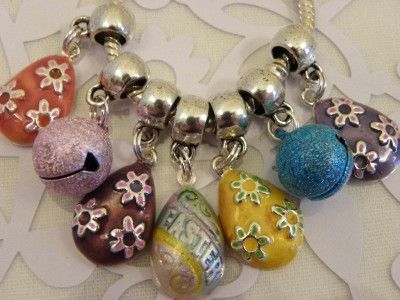 Enamel Easter Eggs Large Hole European Charms Beads  