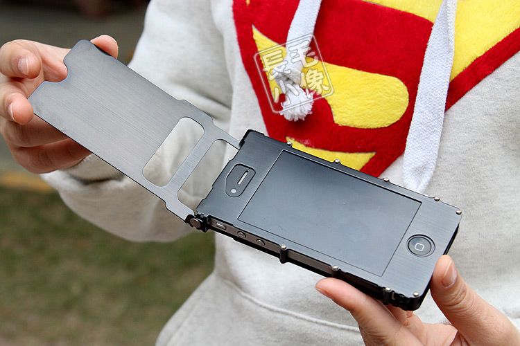 Luxury STAINLESS STEEL Ti nitride Flip Hard FULL Metal Case iPhone 4 