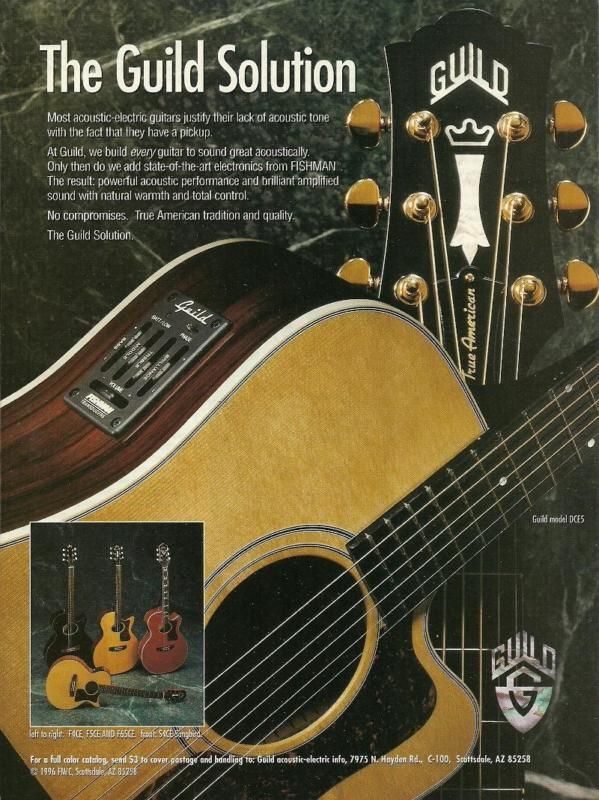 THE GUILD DCE5 ACOUSTIC ELECTRIC AE GUITAR 1996 AD 8X11 FRAMEABLE 