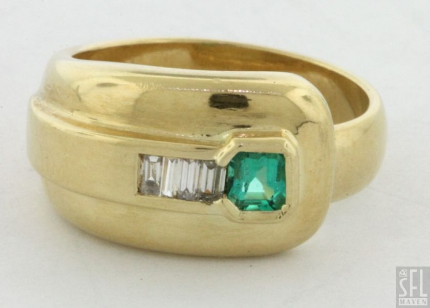   18K YELLOW GOLD 0.45CT VS1/H DIAMOND EMERALD COCKTAIL RING  